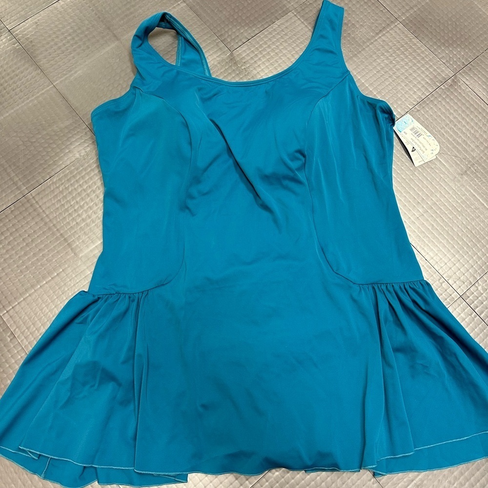 SPORTI WOMENS TEAL BLUE SWIM DRESS 32W NEW